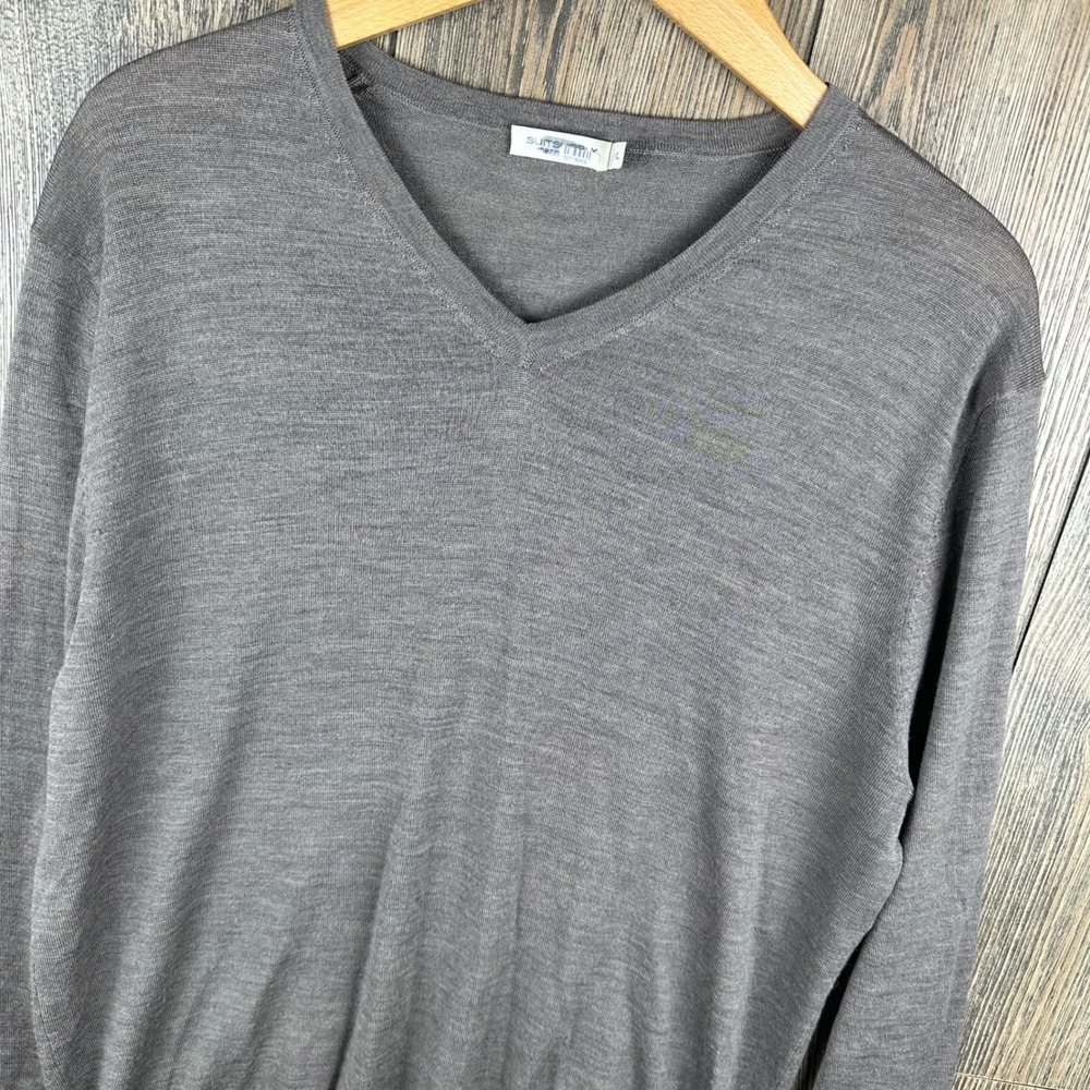 Suitsupply V-Neck Merino Wool Sweater Mens XL Brown Long Sleeve Pullover